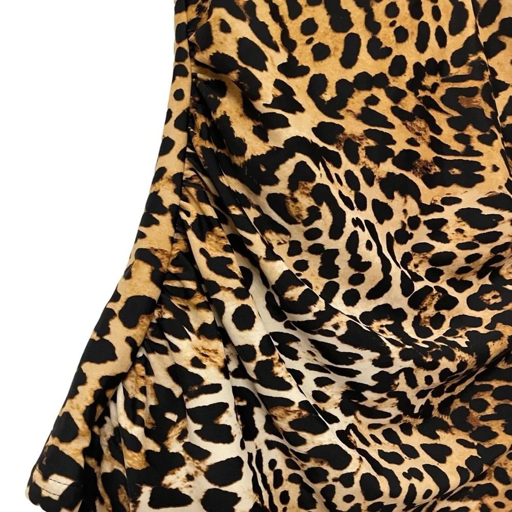 NWT Calvin Klein Animal Print Ruched Halter Tankini Swim Top XS